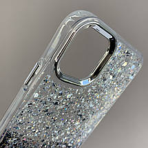 Чохол для iPhone 11 прозорий чохол із чорними блискітками на телефон айфон 11 q08u, фото 3