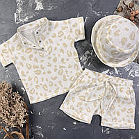 Костюм muslin cotton BEWARM дитячий шорти + футболка + панамка Лео