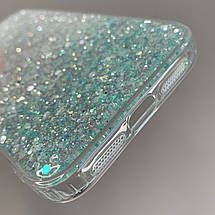 Чохол для iPhone 11 прозорий чохол з бірюзовими блискітками на телефон айфон 11 q08u, фото 4