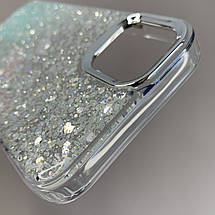 Чохол для iPhone 11 прозорий чохол з бірюзовими блискітками на телефон айфон 11 q08u, фото 5