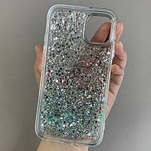 Чохол для iPhone 11 прозорий чохол з бірюзовими блискітками на телефон айфон 11 q08u, фото 2