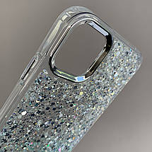 Чохол для iPhone 11 прозорий чохол з бірюзовими блискітками на телефон айфон 11 q08u, фото 3