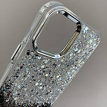 Чохол для iPhone 12 Pro прозорий чохол із чорними блискітками на телефон айфон 12 про q08u, фото 3