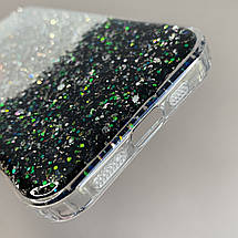 Чохол для iPhone 12 Pro прозорий чохол із чорними блискітками на телефон айфон 12 про q08u, фото 4