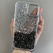 Чохол для iPhone 12 Pro прозорий чохол із чорними блискітками на телефон айфон 12 про q08u, фото 2