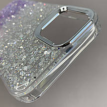 Чохол для iPhone 12 Pro прозорий чохол із бузковими блискітками на телефон айфон 12 про q08u, фото 5
