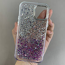 Чохол для iPhone 12 Pro прозорий чохол із бузковими блискітками на телефон айфон 12 про q08u, фото 2