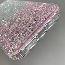 Чохол для iPhone 13 прозорий чохол з рожевими блискітками на телефон айфон 13 q08u, фото 4