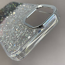 Чохол для iPhone 13 прозорий чохол із чорними блискітками на телефон айфон 13 q08u, фото 5