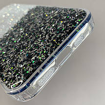 Чохол для iPhone 13 прозорий чохол із чорними блискітками на телефон айфон 13 q08u, фото 4