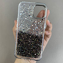 Чохол для iPhone 13 прозорий чохол із чорними блискітками на телефон айфон 13 q08u, фото 2