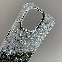 Чохол для iPhone 13 прозорий чохол із чорними блискітками на телефон айфон 13 q08u, фото 3