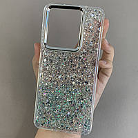 Чохол для Tecno Spark Go 2024 (BG6) прозорий чохол з бірюзовими блискітками на техно спарк го 2024 q08u