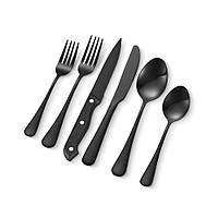 Набір столових приборів VEVOR з 48 предметів, набір столових приборів: ніж, виделка, ложка, чорний 322360
