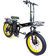 Електровелосипед складаний Fatbike Tesla 20" (1200W 48V 25Ah) з корзиною, фото 7