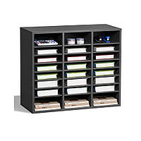 Органайзер для літератури VEVOR, лоток для листів, 24 відділення, регульовані полиці, сірий колір, дерево