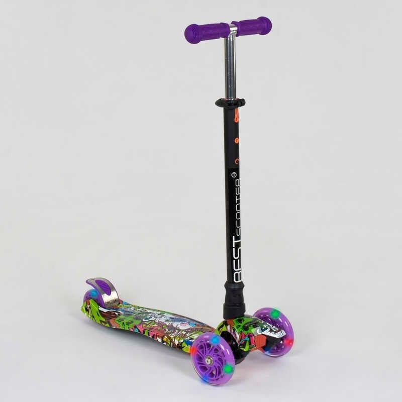 Самокат-кікборд Best Scooter MAXI А 24646/779-1390 зі світними колесами lля дітей і сім'ї