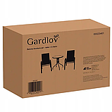 Садові меблі - стіл + 2 стільці Gardlov 23461 загартоване скло, залізний каркас, фото 6