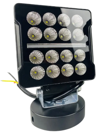 Фара LED квадратна 16 Led chip 12/24V. Широкий промінь + DRL світло (жовта горизонт лінія), світло 6500К, IP67, фото 1