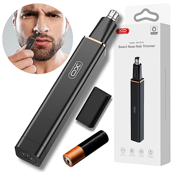 Тример для носа і вух компактний для гоління волосся на батарейках бездротовий чорний XO