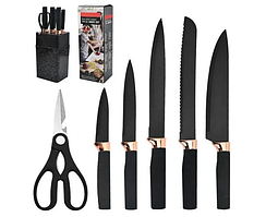 Набір ножів з нержавіючої сталі з підставкою 7 різних ножів