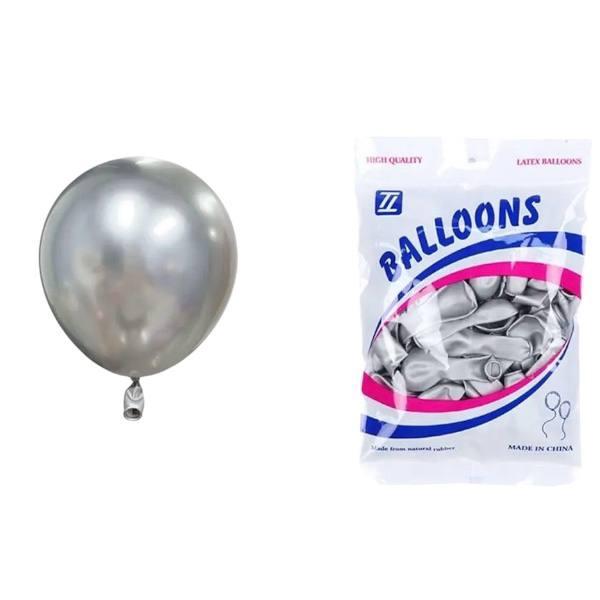 Повітряні кулі хром срібло 5" TT (TONGTAI), 100 штук