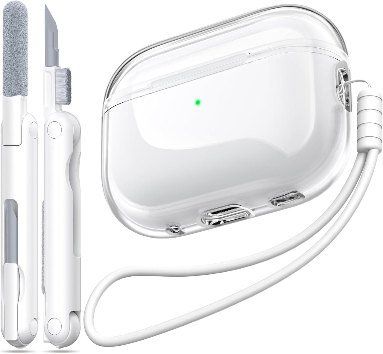MHYALUDO - Чохол для AirPods Pro 1/2 покоління прозорий силіконовий ударостійкий з USB-C портом