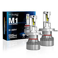 Світлодіодні лампи "INFOLIGHT" M1 (H4) (12000Lm)(6000K)(55W)(9-32V)(Dual Canbus)