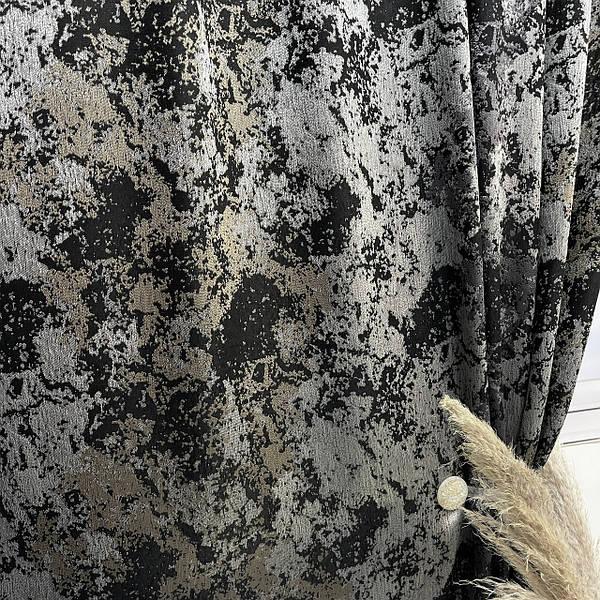 Готовий комплект жаккардових штор на тасьмі з підхватами 150х270 см Колір сіро-коричневий, фото 1