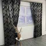 Готовий комплект жаккардових штор на тасьмі з підхватами 150х270 см Колір сіро-коричневий, фото 4