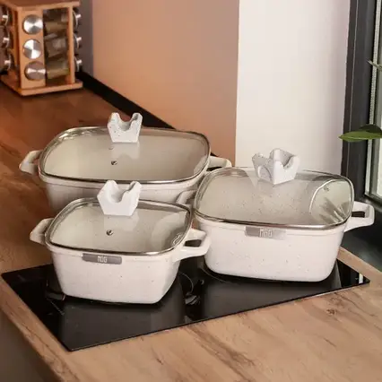 Набір каструль MGC алюмінієвих 3/4.7/7.3 л з керамічне покриттям бежевий