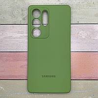 Чехол для Samsung Galaxy S25 Ultra (S928) микрофибра, противоударный. Silicone Lakshmi. Зеленый (Dark green)