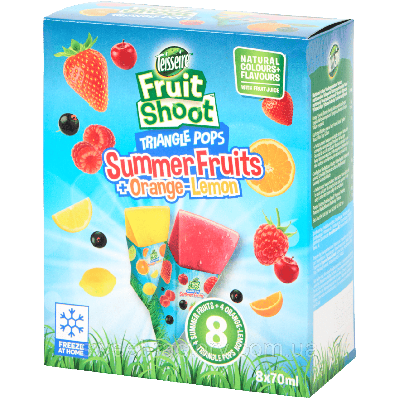 Фруктовий лід Teisseire Fruit Shoot Triangle Pops Summer Fruits Orange Lemon 8s 560ml, фото 1