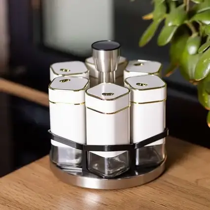 Набір для спецій 6 штуки по 120 мл на підставці білий