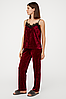 Жіноча велюрова піжама майка штани бордо, фото 2
