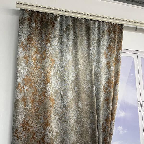 Готовий комплект жаккардових штор на тасьмі з підхватами 150х270 см Колір сіро-бронзовий, фото 1