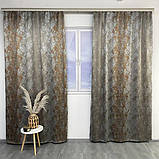Готовий комплект жаккардових штор на тасьмі з підхватами 150х270 см Колір сіро-бронзовий, фото 7