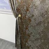 Готовий комплект жаккардових штор на тасьмі з підхватами 150х270 см Колір сіро-бронзовий, фото 9