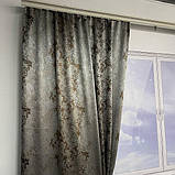 Готовий комплект жаккардових штор на тасьмі з підхватами 150х270 см Колір сіро-шоколадний, фото 6