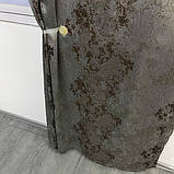 Готовий комплект жаккардових штор на тасьмі з підхватами 150х270 см Колір сіро-шоколадний, фото 8