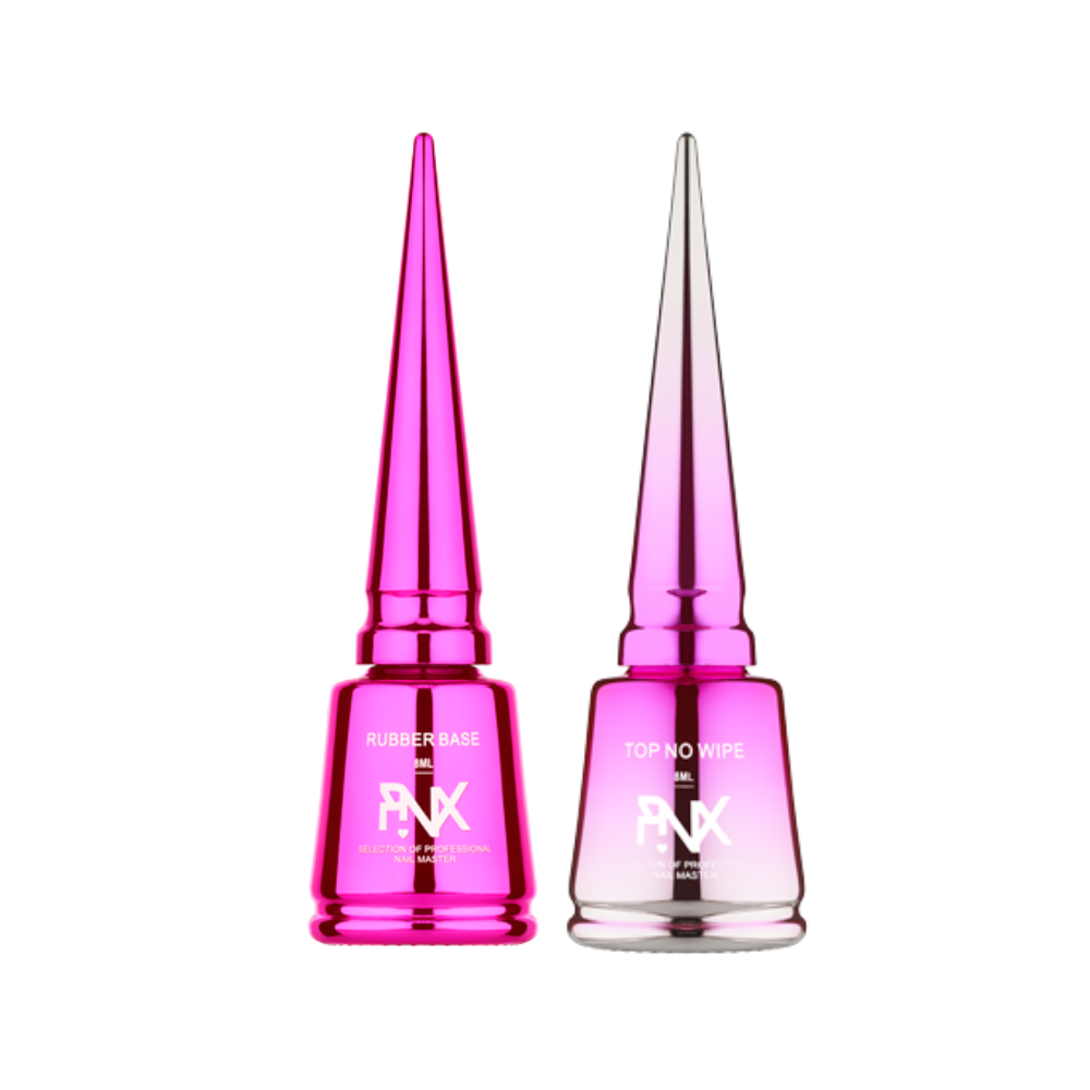 Набір топ + база PINX: Топ глянець без UV та липкості 8ml + Rubber Base база 8ml