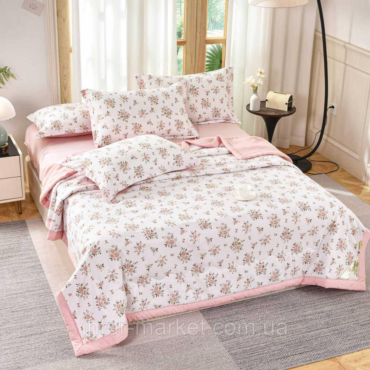 Постільна білизна з літньою ковдрою євро 200х230 см комплект, фото 1