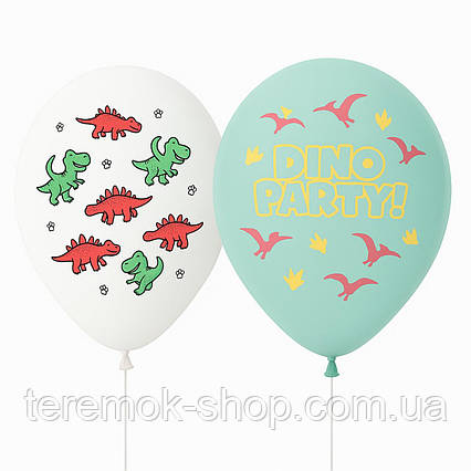 Набір повітряних латексних куль Динозаври з малюнком та написом Happy DINO birthday 30 см 12" 2 шт