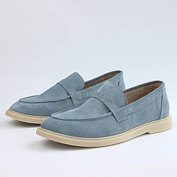 Світло сині замшеві лофери мокасини мокасини сліпони літнє чоловіче взуття на світлій підошві Rosso Avangard Estiva Sky Blu Vel
