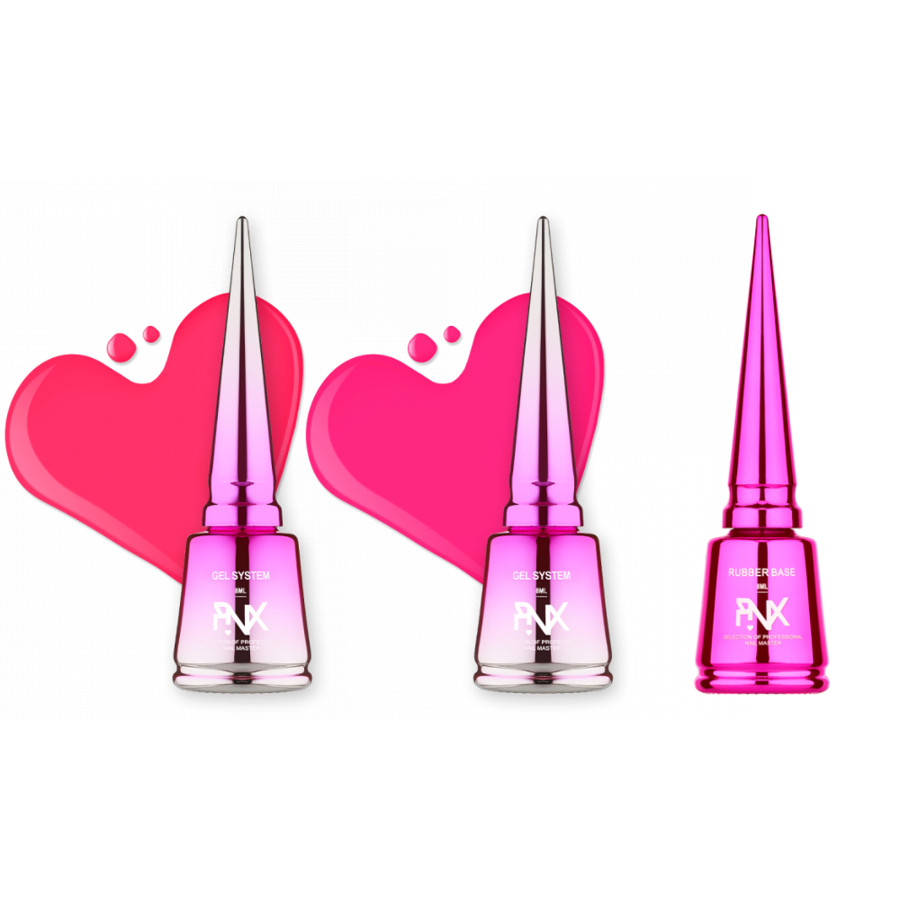 Набір Liquid Builder Gel Dolls + Rubber Base PINX - 002, 003 (по 8 мл) + Рабер База 8 мл
