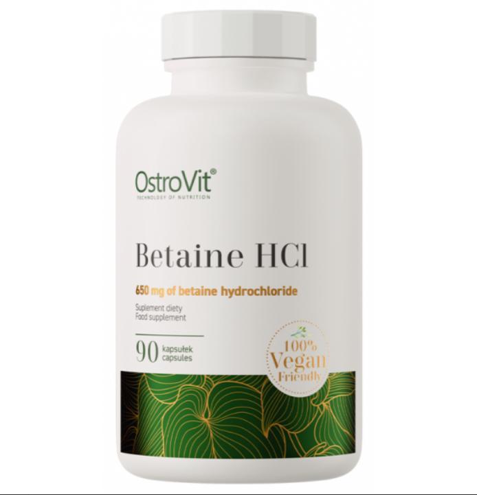 Бетаїн гідрохлорид OstroVit Betaine HCL 90 капсул EXP 6/25 року включно