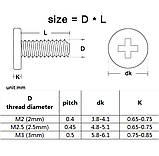 Набір гвинтів потайних M2, M2.5, M3 800 шт., фото 4