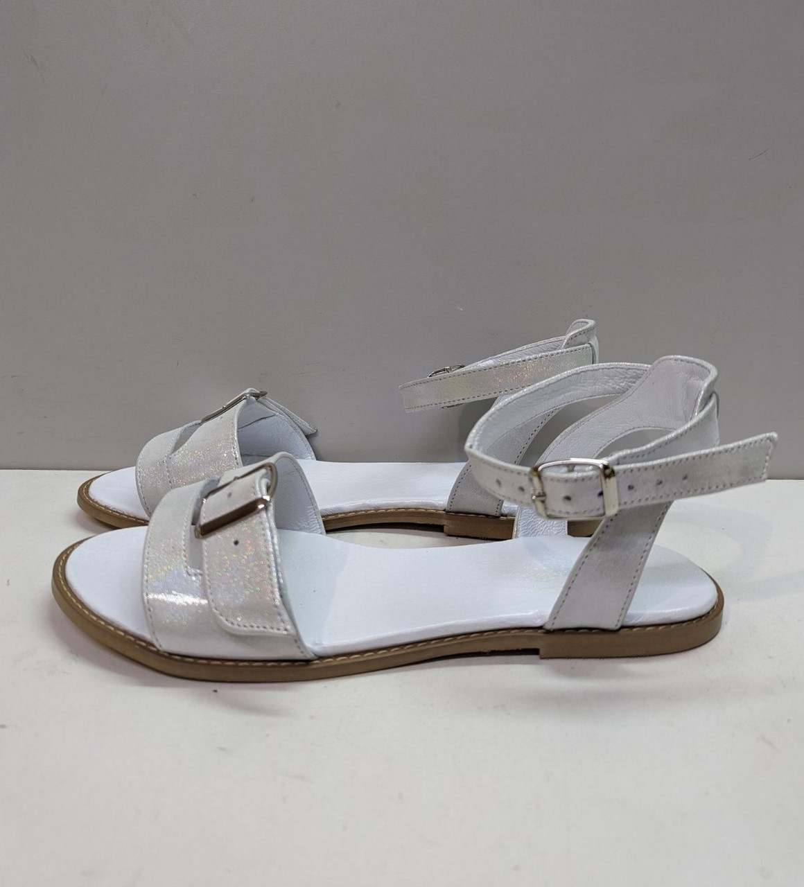 STTOPA Розміри 42-45. Босоніжки великих розмірів шкіряні. 307-4245 Білі сатинові, фото 1