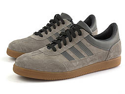 Cірі замшеві кросівки м'які кеди зі смужками чоловіче взуття повсякденне Rosso Avangard Rumba Grey Vel