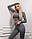 Обтислий жіночий костюм гарний стильний молодіжний топ із довгим рукавом і високі лосини арт 793, фото 6